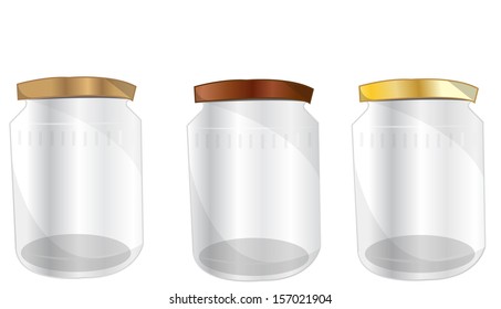 Illustration of three empty jar