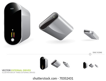 Illustration of three external drives