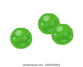 Ilustración de tres guisantes verdes que caen