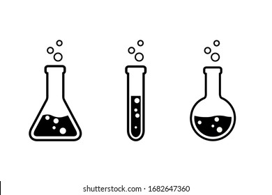 Illustration of three flask icons isolated on white background.