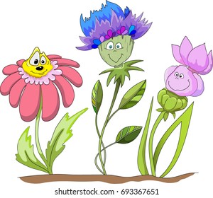 Illustration of three flowers