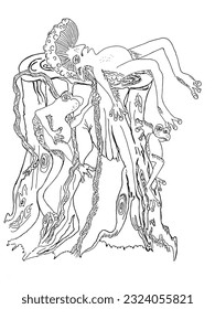 An illustration of three frogs resting