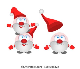 
Illustration of three fun and festive Santa Claus