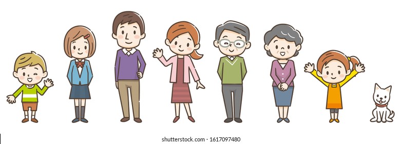 Illustration of Three generation family