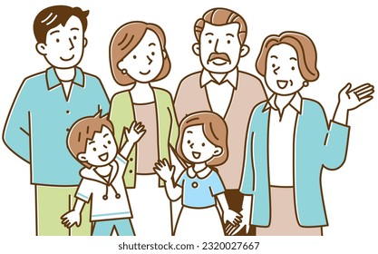 Illustration of a three generation family