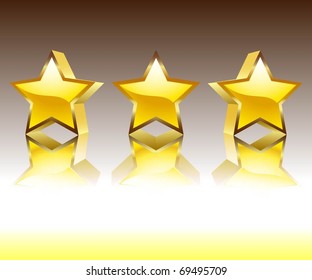 Illustration of the three gold stars. Vector.