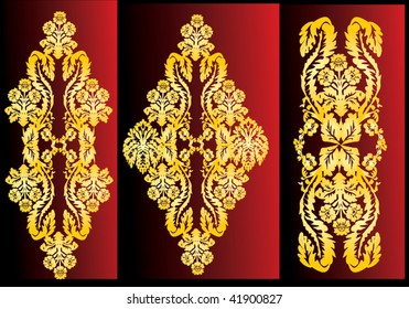 illustration with three gold vertical stripes collection