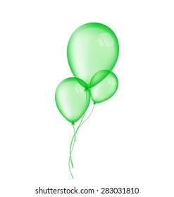 Illustration Three Green Balloons Isolated On White Background - Vector