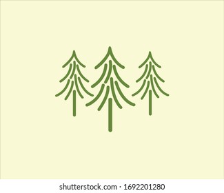 illustration of three green pine trees