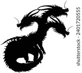 illustration with three heads dragon symbol isolated on white background
