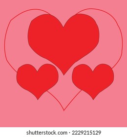 illustration three hearts on a pink background makes valentine day even more romantic