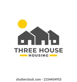 illustration of a three house. real estate company logo.