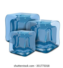 Illustration three ice cube on a white background