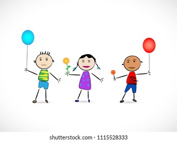 Illustration of three kids isolated on a white background.