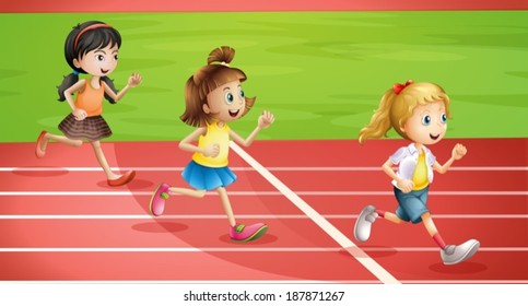 Illustration of the three kids jogging