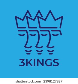 An illustration of three king Faces logo vector concept. Epiphany day