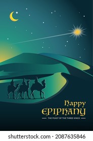 An illustration of three kings riding camel vector illustration