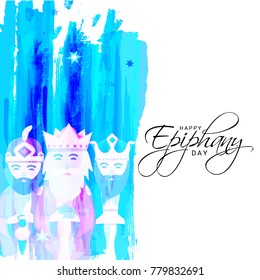 Illustration Of The Three Magic King For Happy Epiphany Day Background.