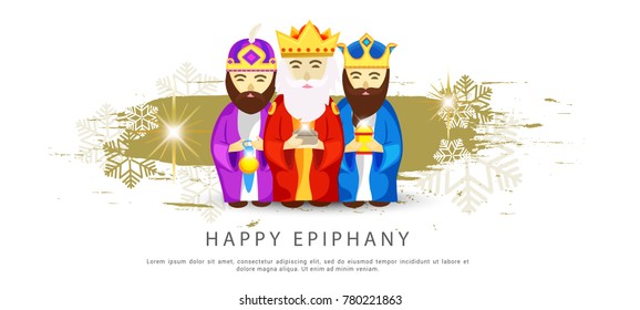 Illustration Of The Three Magic King For Happy Epiphany Day Background.