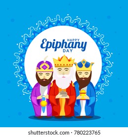 Illustration Of The Three Magic King For Happy Epiphany Day Background.