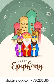 Illustration Of The Three Magic King For Happy Epiphany Day Background.