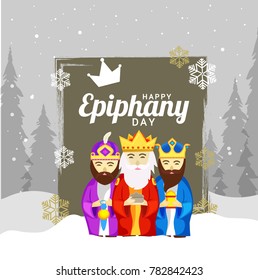 
Illustration Of The Three Magic King For Happy Epiphany Day Background.