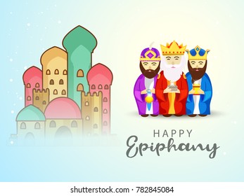 Illustration Of The Three Magic King For Happy Epiphany Day Background.