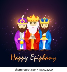 Illustration Of The Three Magic King For Happy Epiphany Day Background.