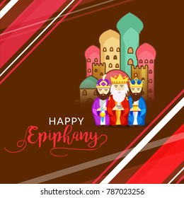 Illustration Of The Three Magic King For Happy Epiphany Day Background.