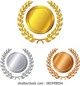 Ilustración de tres medallas de fondo blanco