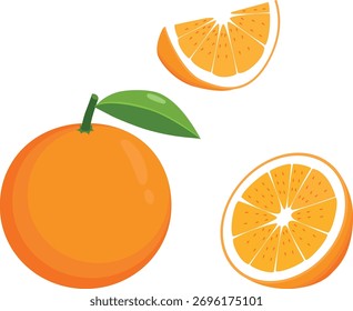 Ilustración de tres naranjas sobre un fondo blanco