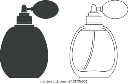 Una ilustración de tres botellas de perfume con distintos colores y diseños, mostrando varios estilos y Formas.