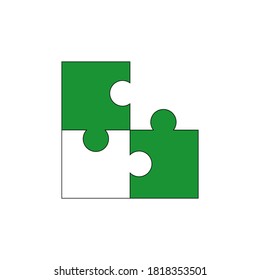 An illustration of three piece of puzzle. Nigeria flag concept. Business logo.