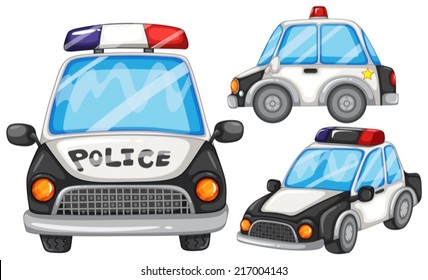 illustration of three police cars