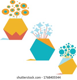Illustration of three potted plants