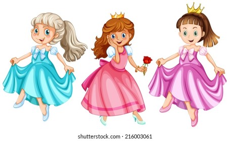 Illustration of three princesses
