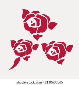 illustration three  red graphic roses. 