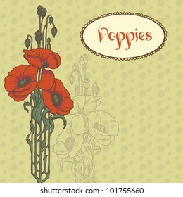 Illustration with three red poppies and title in old style.