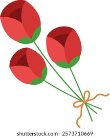 Illustration of Three Red Rose Balloons