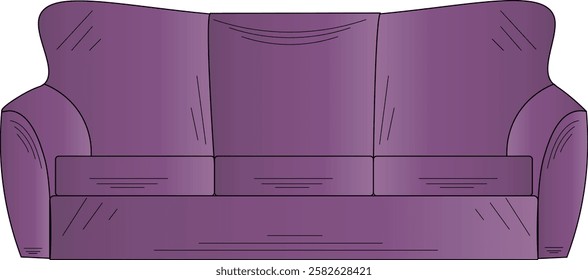 An illustration of three seat type of comfortable, long sofas.