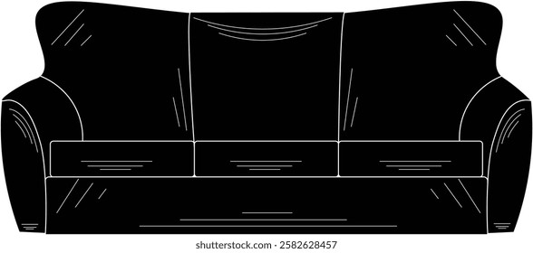 An illustration of three seat type of comfortable, long sofas.