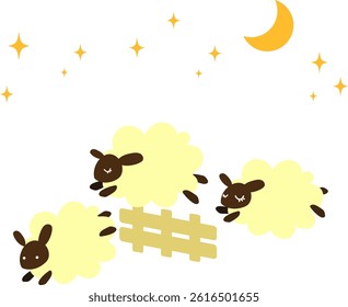 Illustration of three sheep sleeping
