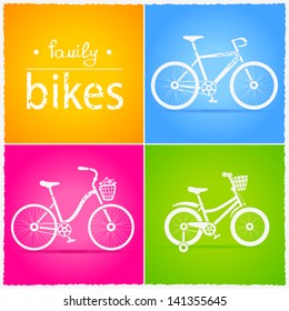 Illustration of three silhouettes of bicycles