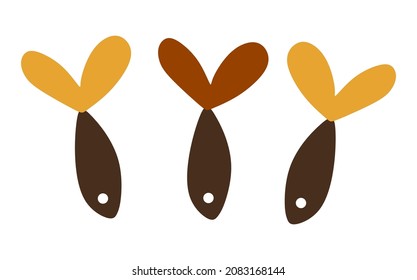 Illustration of three simple icons in the form of fish.