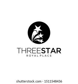 Illustration of three stars flying up in a circle logo design graphic
