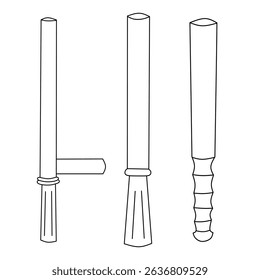 Illustration of Three Stick Designs in Clean Line Art Style