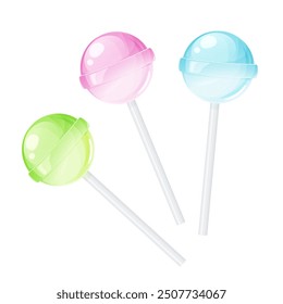 An illustration of three transparent lollipops