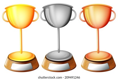 Illustration of the three trophies on a white background