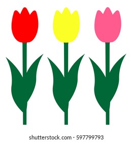 Illustration with three tulips
