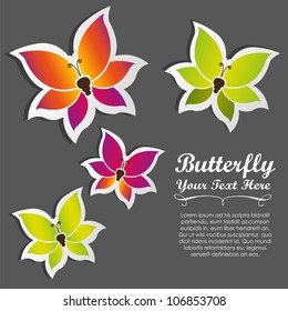 Illustration of three types of butterflies, vector illustration